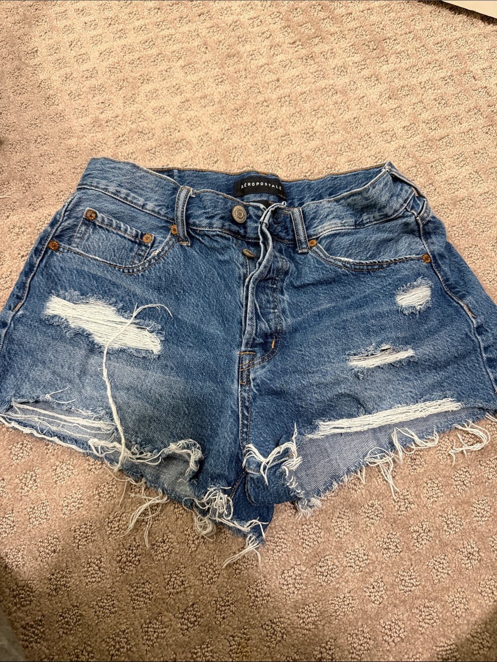 Aeropostale Blue Distressed Ripped Denim Shorts